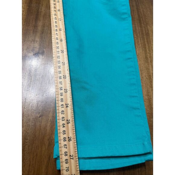 2 Eileen Fisher Pants Cotton blend 5-pocket Jean Style size 8 Aqua And Salmon - Picture 10 of 10